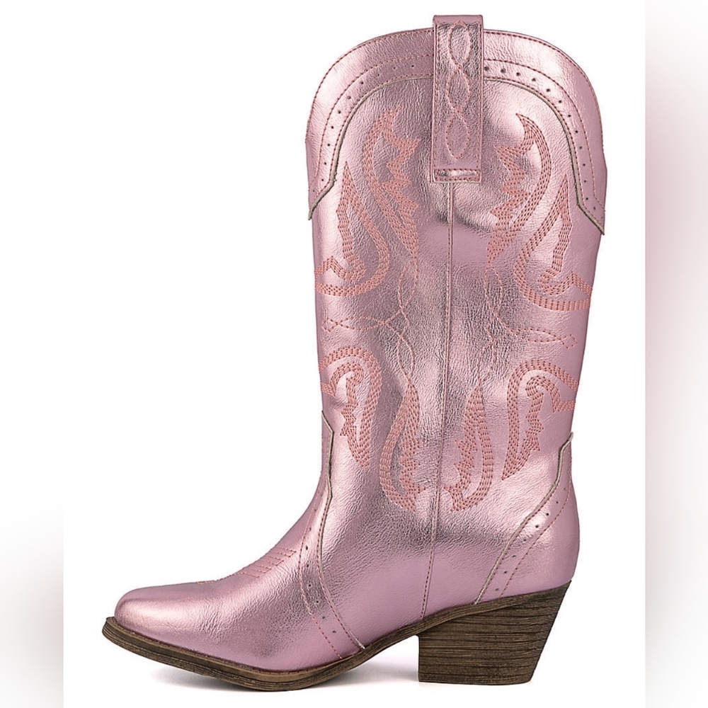 TRUE CRAFT Metalic Pink Western Boots, 8M, NIB